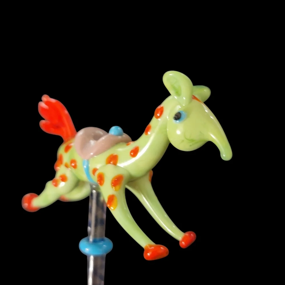 Art Glass Whimsical & Colorful Animal Birthday Candle Holders Set of 2 PRE-LOVED